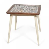 CT3030 Marrakesh стол с плиткой дерево гевея/плитка, 73,5*73,5*75см, темный дуб/античный белый , рисунок - марокко CT3030 Marrakesh стол с плиткой дерево гевея/плитка, 73,5*73,5*75см, темный дуб/античный белый , рисунок - марокко. Фото №1