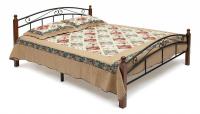 Кровать AT-8077 дерево гевея/металл, 120*200 см (middle bed), красный дуб/черный