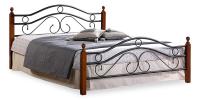 Кровать AT-803 дерево гевея/металл, 140*200 см (Double bed), красный дуб/черный