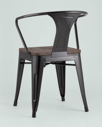 Стул TOLIX ARM WOOD с подлокотниками черный. Фото №6