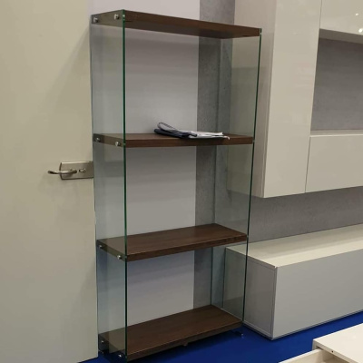 Стеллаж F-049-165H прозрачный/коричневый. Фото