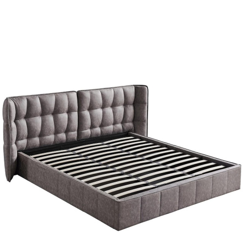 Кровать HUSK 8705 темно-бежевая с ящиком для белья. Фото №1