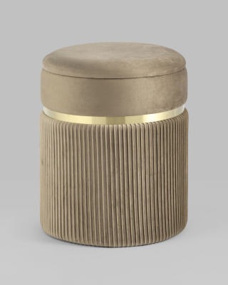 Пуф Миранда с ящиком велюр бежевый. Фото №3