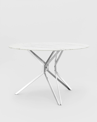 Стол обеденный Балтимор D120 белый стеклянный. Фото