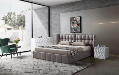 Кровать HUSK 8705 темно-бежевая с ящиком для белья. Фото №4