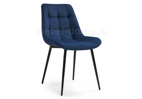 Стул Келми микровелюр темно-синий / черный глянец. Фото №1