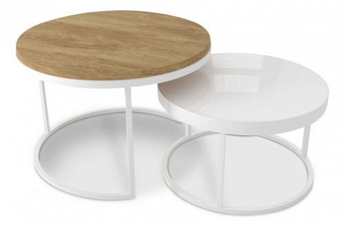 Стол Эрвин - 2 630/630/400 белый/белое стекло/дуб монтана. Фото №1