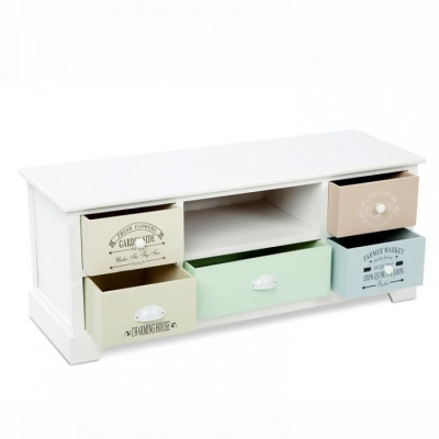 Комод (Тумба под ТВ) с пятью ящиками и полкой цвет каркаса Белый. Фото №2