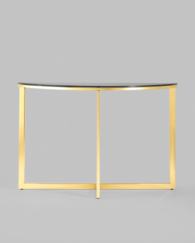 Консоль полукруглая АЛЬБА 115*30 золото стекло черное. Фото №4