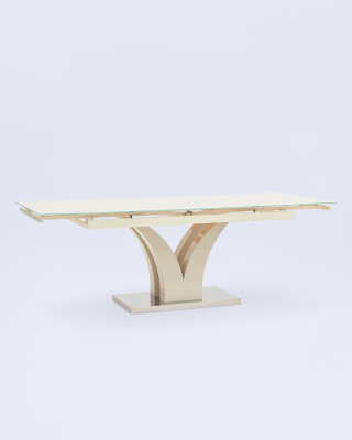 Стол обеденный Верона раскладной 160-220*90 глянцевый бежевый. Фото