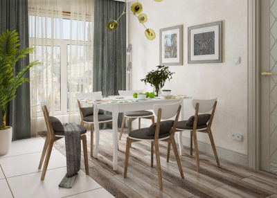 Стол обеденный Экстра 2 белый/Весна. Фото №2