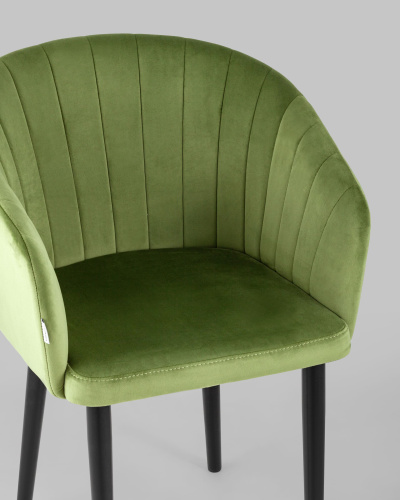 Стул с подлокотниками Нейтон велюр травяной. Фото №9