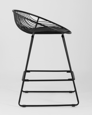 Стул полубарный UFO черный с черной подушкой. Фото