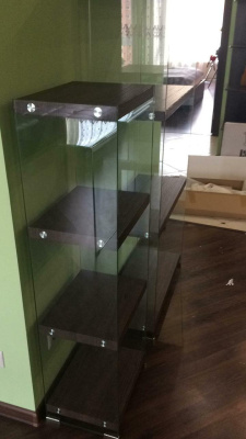 Стеллаж F-049-125H  прозрачный/коричневый. Фото