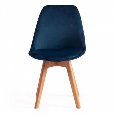 Стул Secret De Maison TULIP SOFT (mod. 74) вельвет/дерево , 54 х 47 х 83 см , синий (HLR 63)/натуральный (поставляется по 4 шт). Фото