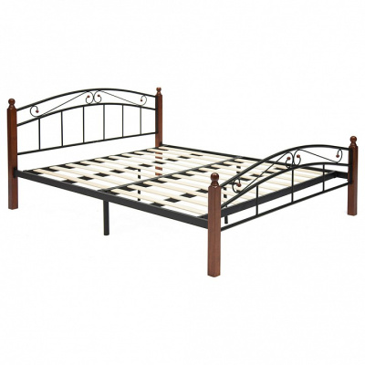 Кровать AT-8077 дерево гевея/металл, 140*200 см (Double bed), красный дуб/черный фото Кровать AT-8077 дерево гевея/металл, 140*200 см (Double bed), красный дуб/черный. Фото №2