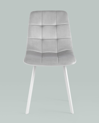 Стул Chilly велюр серебристый ножки белые фото Стул Chilly велюр серебристый ножки белые. Фото №5