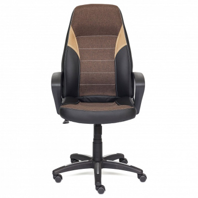 Компьютерное кресло INTER кож/зам/ткань, черный/коричневый/бронзовый, 36-6/ЗМ7-147/21. Фото